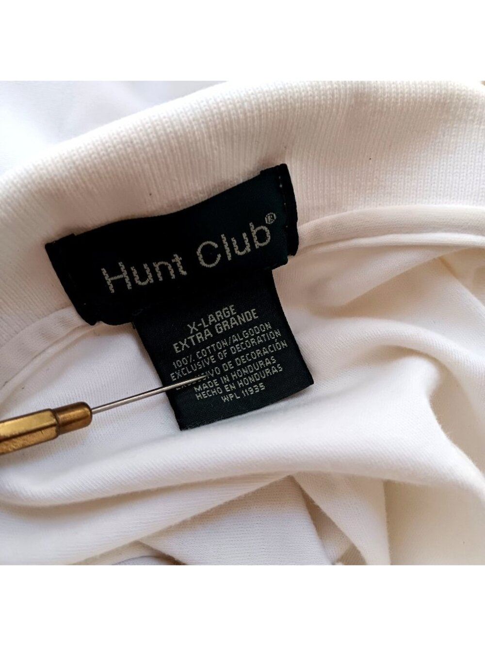 True Vintage Polo Shirt XL 90s EMBROIDERED HUNT CLUB POLO TENNIS SS SHIRT WHITE